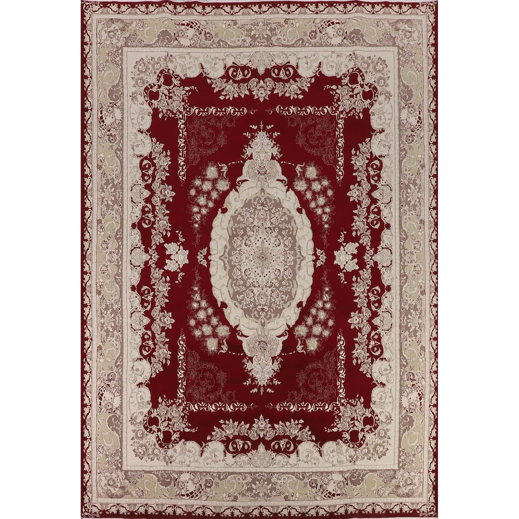 Victorian Style Tabriz Turkish Area Rug Medallion Machine Made Carpet - 9'9" x 13'5"