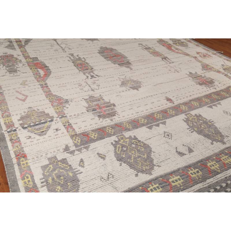 Geometric Moroccan Large Area Rug Hand-Knotted Wool Carpet - 9'11"x 14'10"