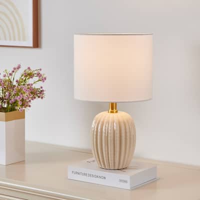 KAWOTI 15.25 inch Ceramic Bedside Table Lamp - W9" * H15.25"
