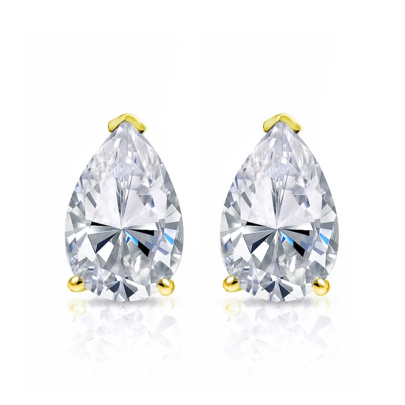 Auriya 14k Gold 1/2ctw Pear Shape Diamond Stud Earrings (I-J, I1-I2)