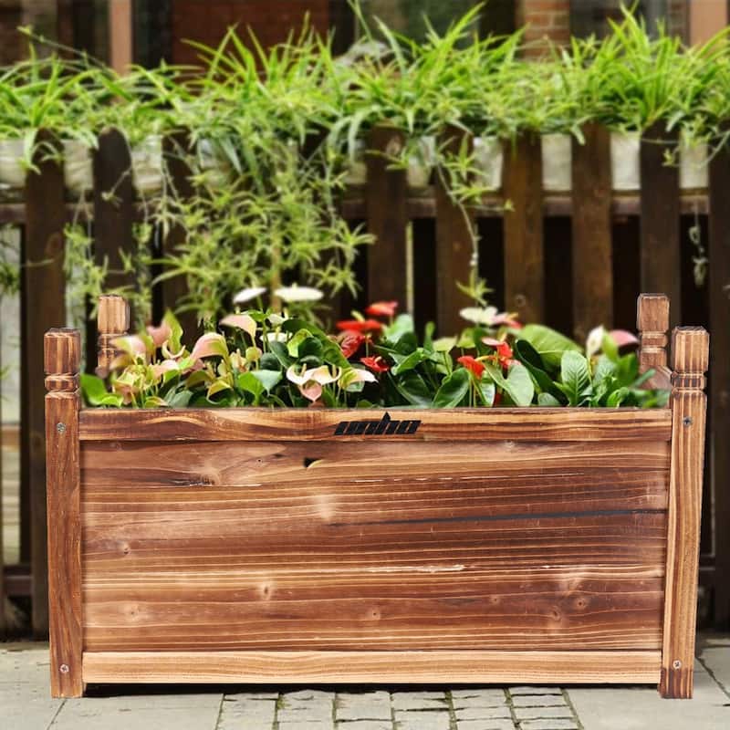Rectangular Raised Garden Bed Kit Indoor Outdoor Wood Planter Grow Box