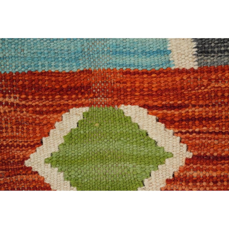 Hand Woven Oriental 100% Wool Carpet Southwestern Tribal Navy Blue & Blues Kilim Area Rug - 5' 10'' X 4' 0''