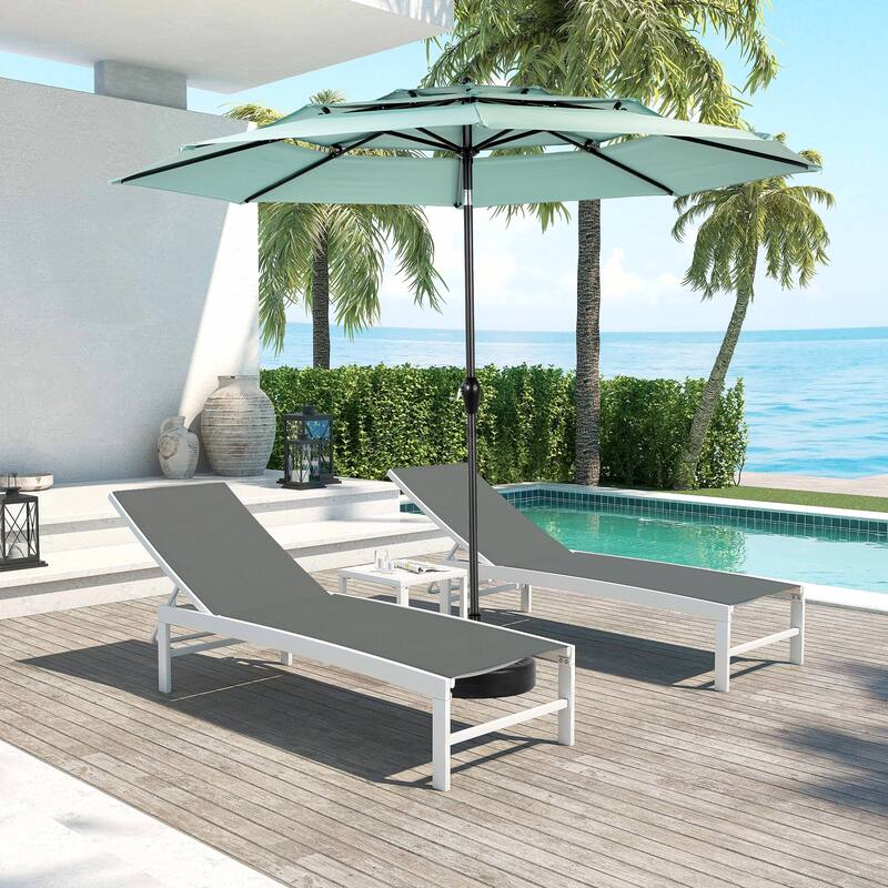 Aluminium 10ft 3 Tier Auto-tilt Umbrella ,Outdoor Patio Umbrella - Market Table Pool Deck Umbrella (Base Not Included) - Light Green