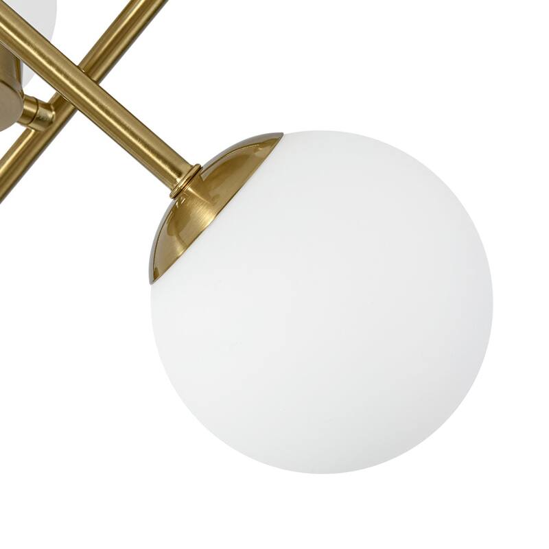 6-Light Milky White Glass Globe Sputnik Bubble Semi Flush Mount