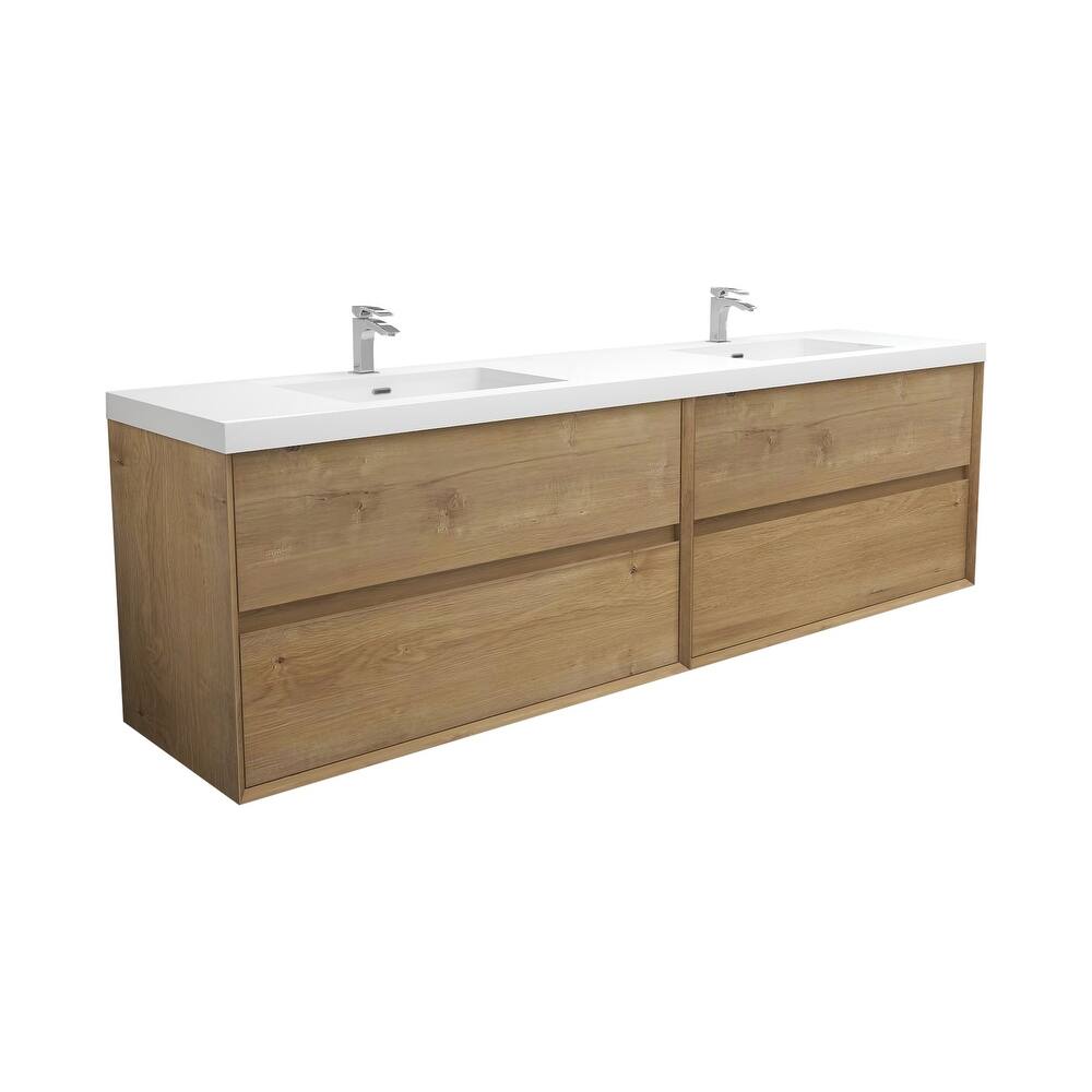 Selina 84" Wall Mounted Vanity with Double Sink - 84