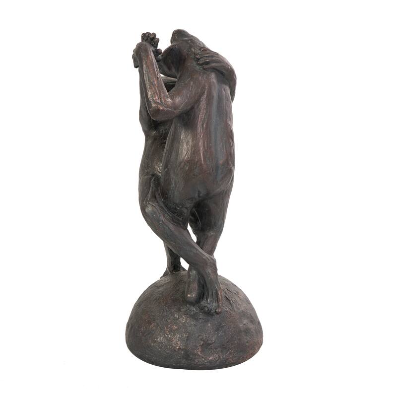Bronze Resin Patina Dancing Frog Decorative Sculpture with Rock Base