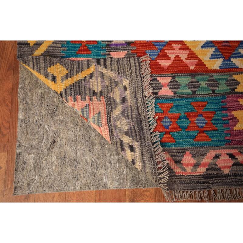 South Western Orange Kilim Oriental Area Rug Hand-Woven Wool Carpet - 10'2" x 12'11"