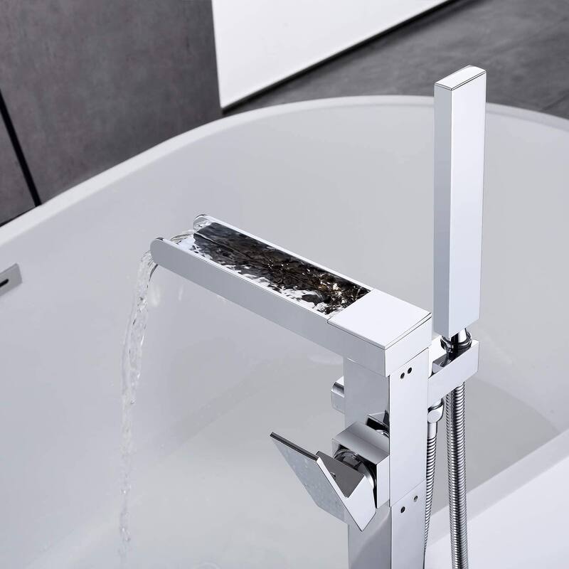 BATHLET Single Handle Floor Mounted Freestanding Tub Filler with Handshower