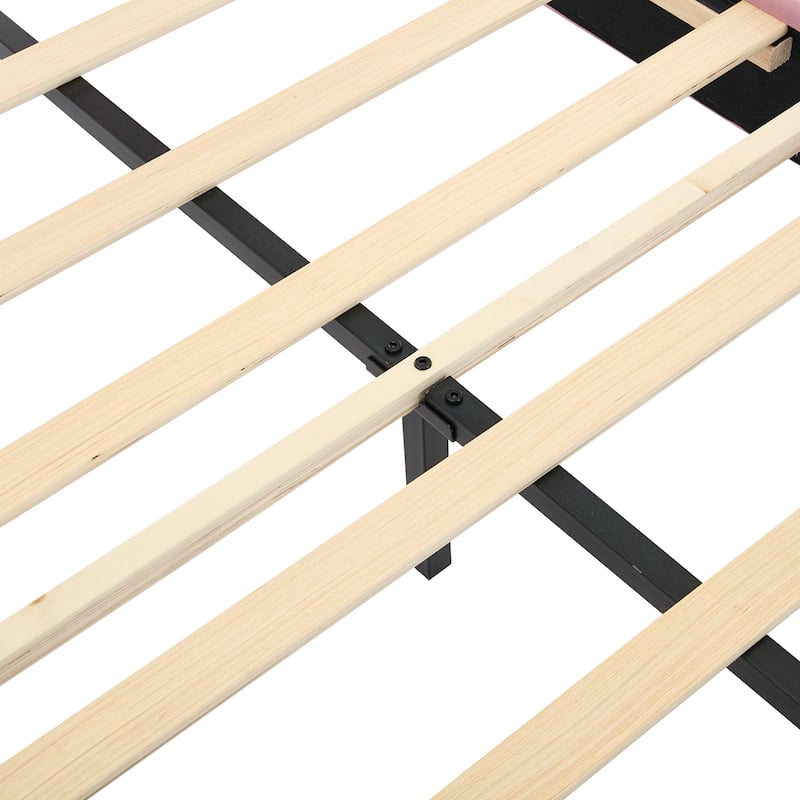 Twin Size Upholstered Bed Frame with LED Lights