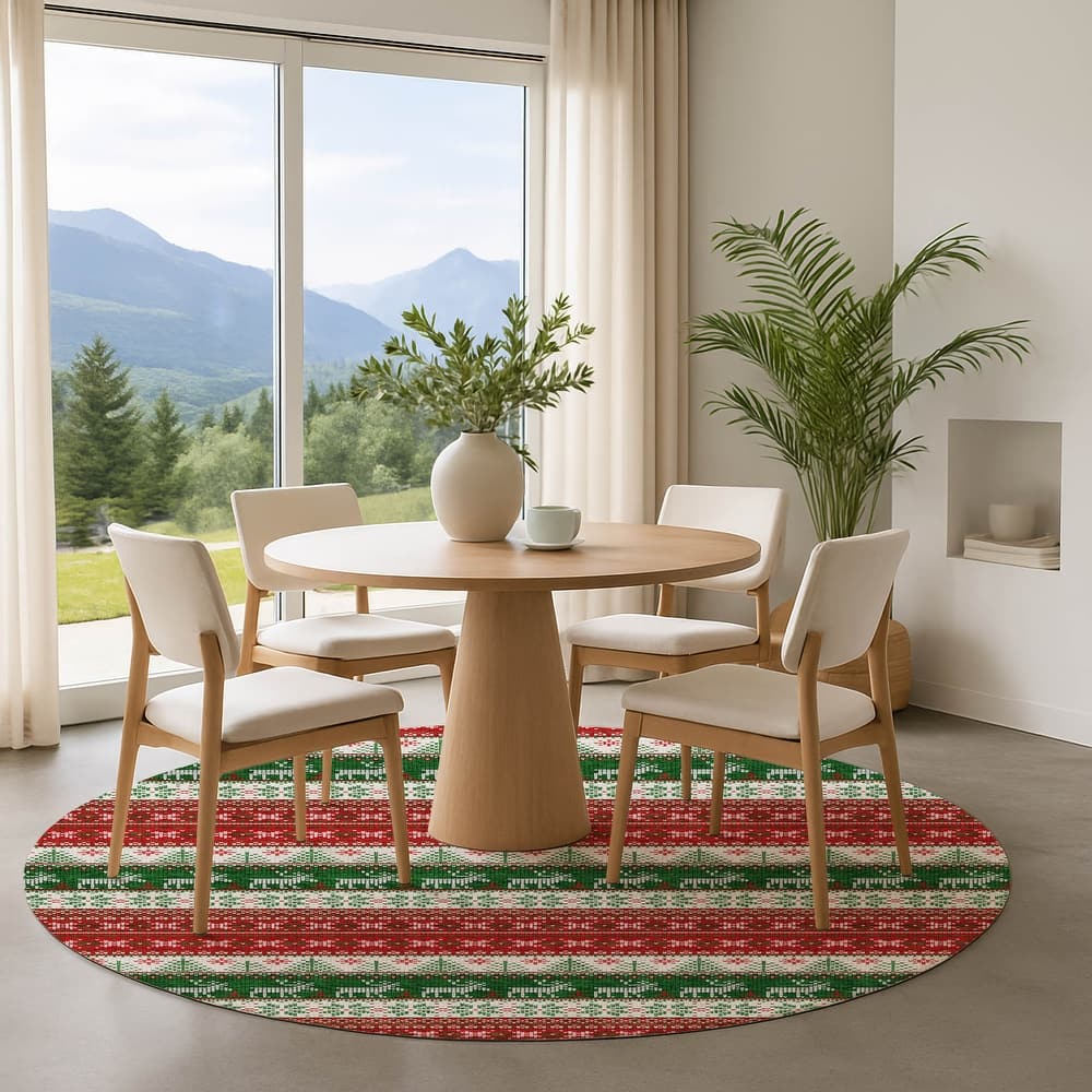 Premium Washable Super Soft Chritmas Stripes Mayfield Rug