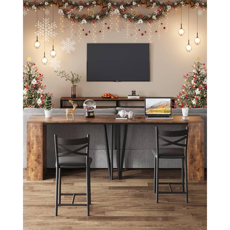 3-Piece 36in Wooden Counter Height Dining Table Set for Kitchen, Bar Table and Chairs
