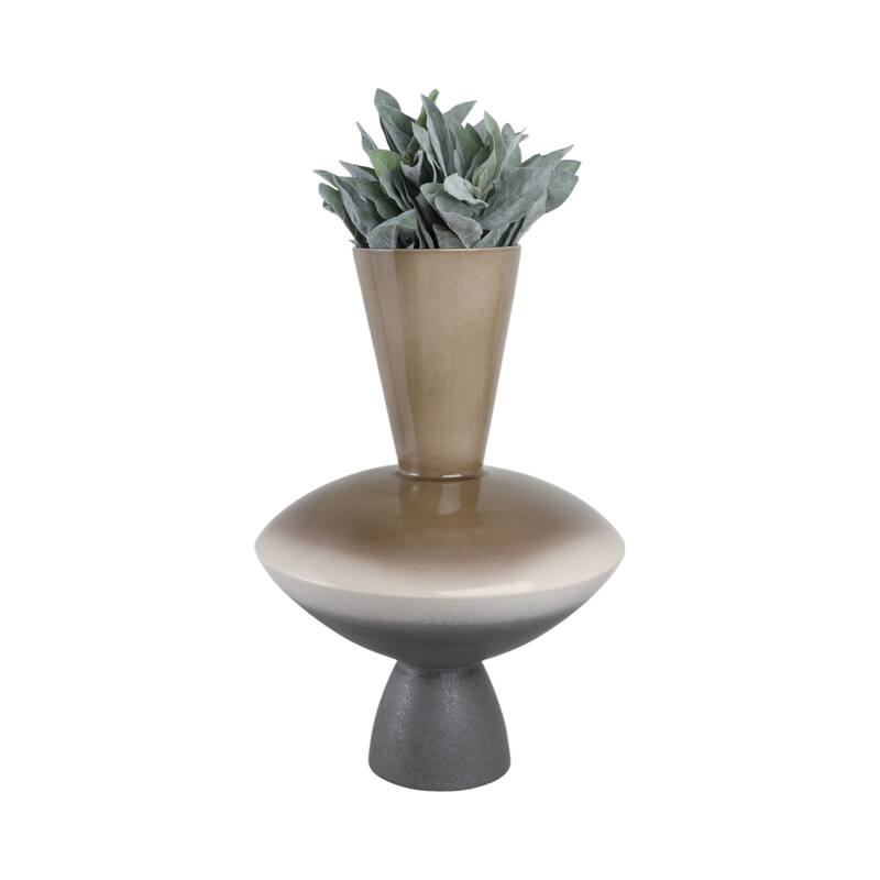 Pottery Vase Artesa Geometric Pedestal Form Handmade Flared Neck
