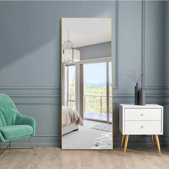 Huge Modern Framed Full Length Floor Mirror - N-943 - Gold