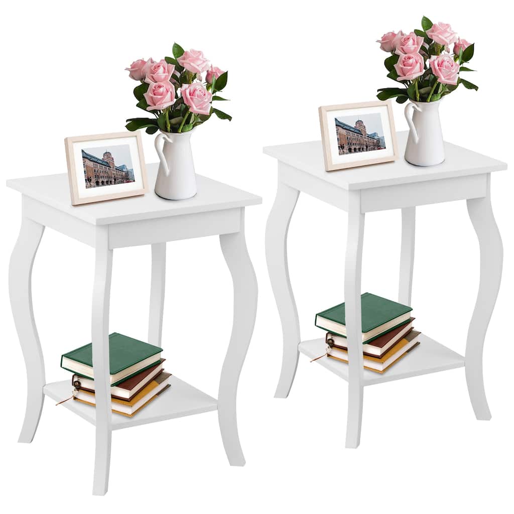 Set of 2 Accent Side Tables with Shelf - 16" x 16" x 24" (L x W x H)