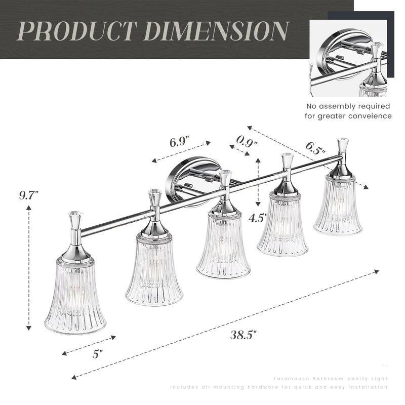 5-Light Bathroom Vanity Lights for Bathroom