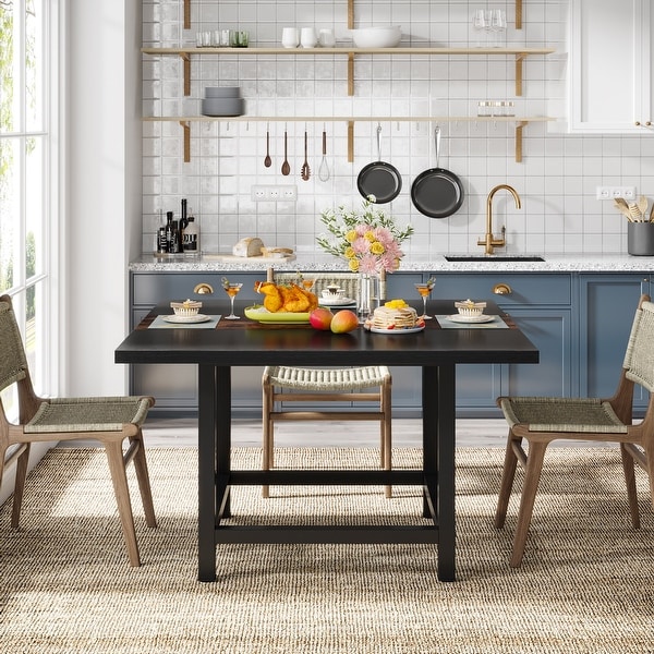 Round Dining Table for 4, 47 Inch Farmhouse Kitchen Table Small Dinner Table - On Sale - Bed ...