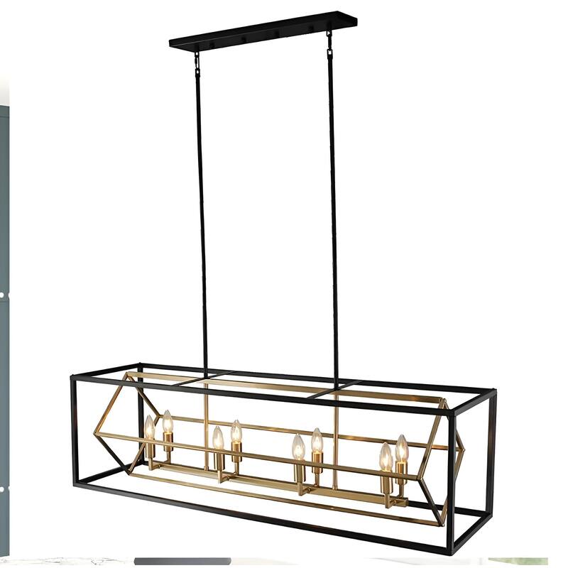 8 - Light Kitchen Island Rectangle Chandelier Geometric Modern Cube Design