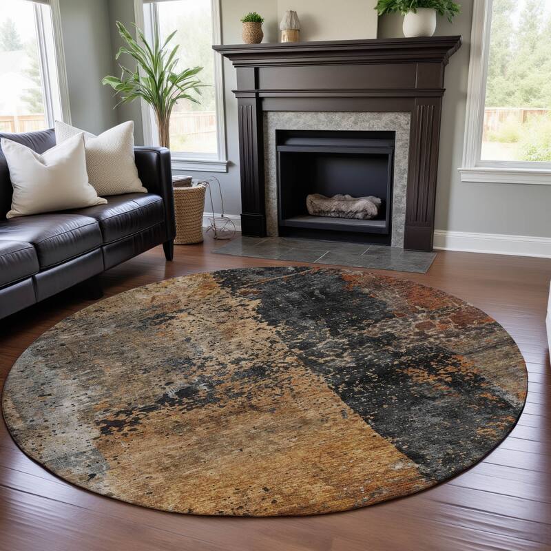 Premium Washable Super Soft Modern Abstract Mayfield Rug - Copper - 8' x 8'
