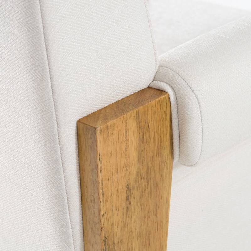 Modrest Cynthia Modern White Fabric & Wood Accent Chair
