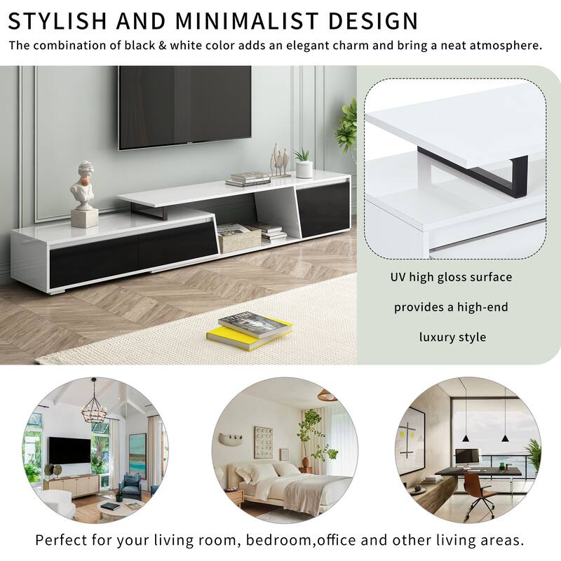 Rectangle Extendable TV Stand with 2 Drawers