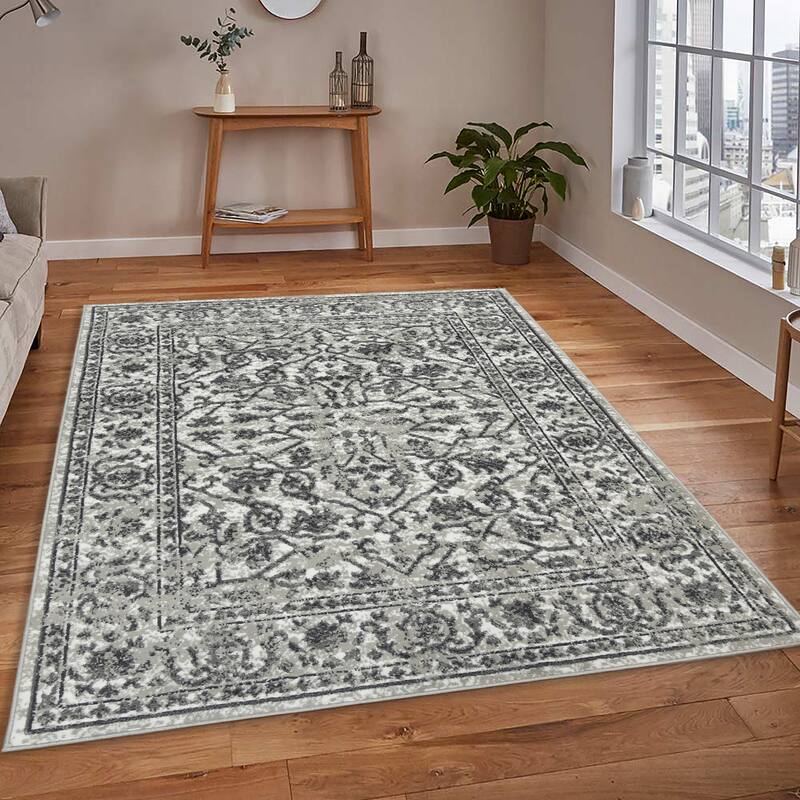 Alana Fany Bordered Area Rug - 9'2" x 12'2" - Dark Grey