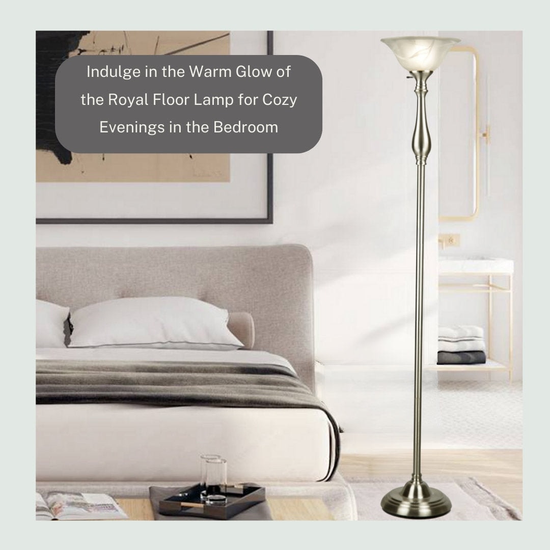 Brushed nickel torchiere floor lamp on sale