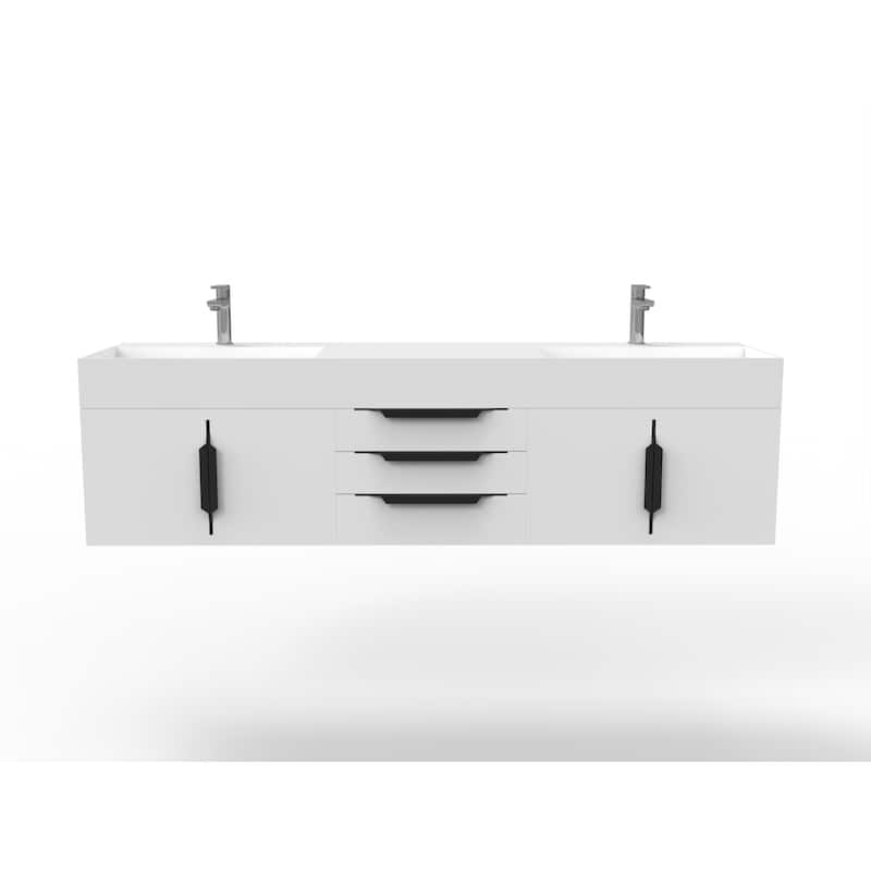 Amazon 72" Wall Mounted Bathroom Vanity Set w/ White Top