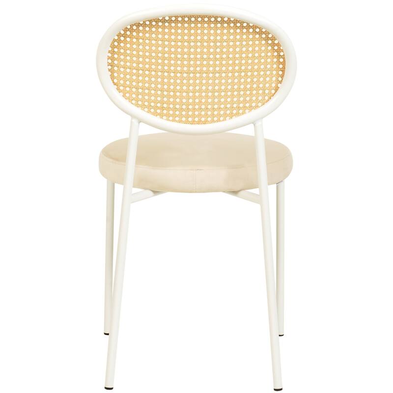 LeisureMod Euston Set of 4 Velvet Modern Dining Chair - Wicker Back Accent Chair for Home Living Room & Kitchen