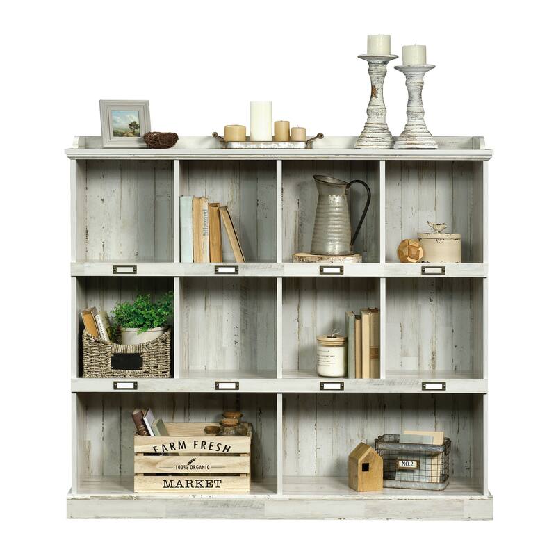 Engineered Wood Farmhouse Bookcase with Ten Spacious Cubbies, White