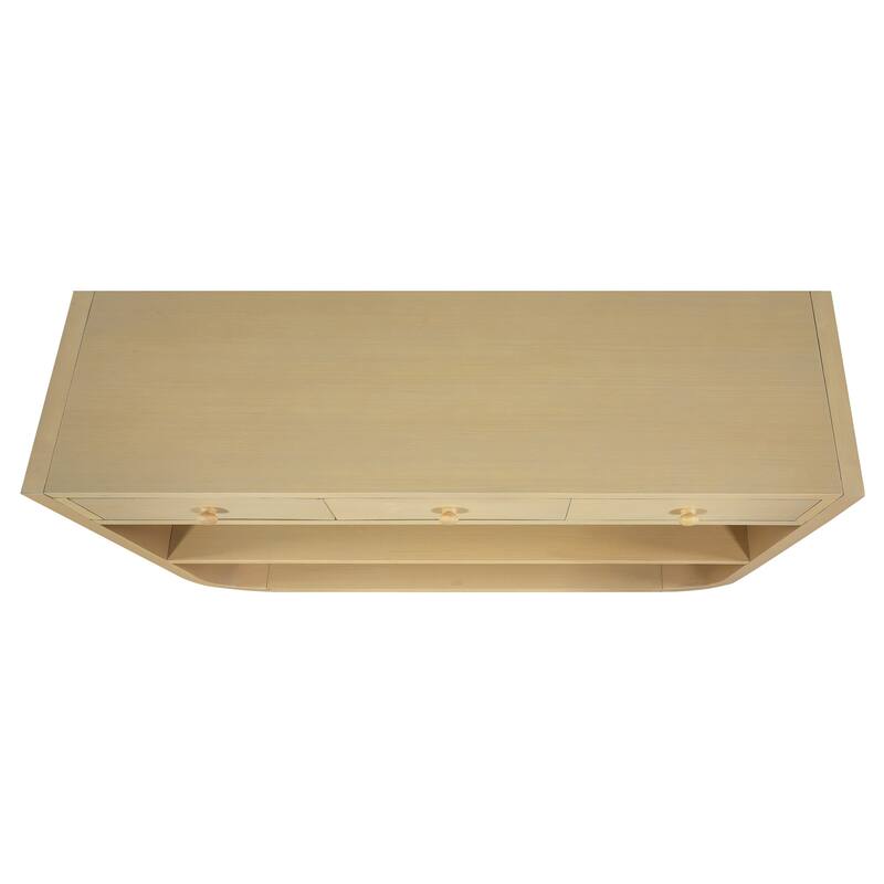 Christopher Knight Home - Modern Entryway Curved Console Table with Soft-Close Drawers & Open Shelves for Living Room, Hallway