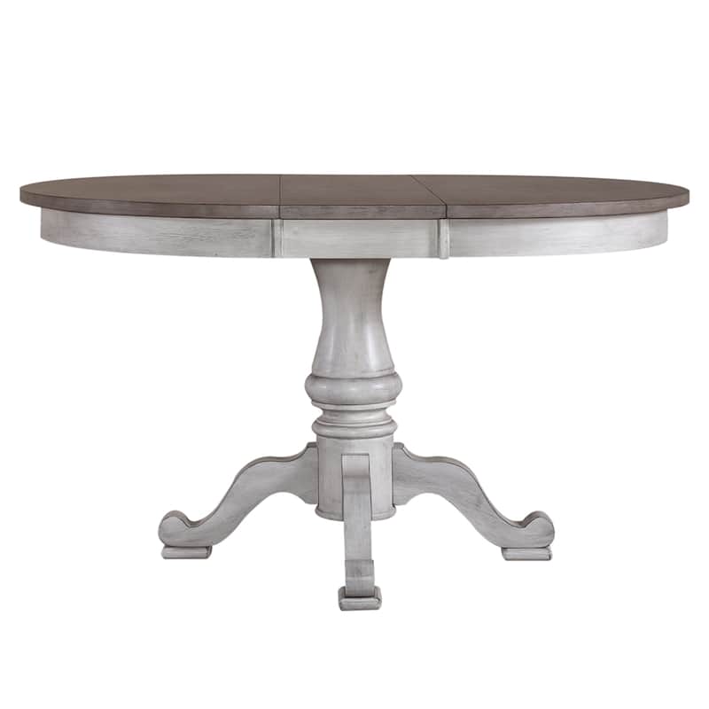 Ocean Isle Antique White Weathered Pine 5 Piece Pedestal Table Set
