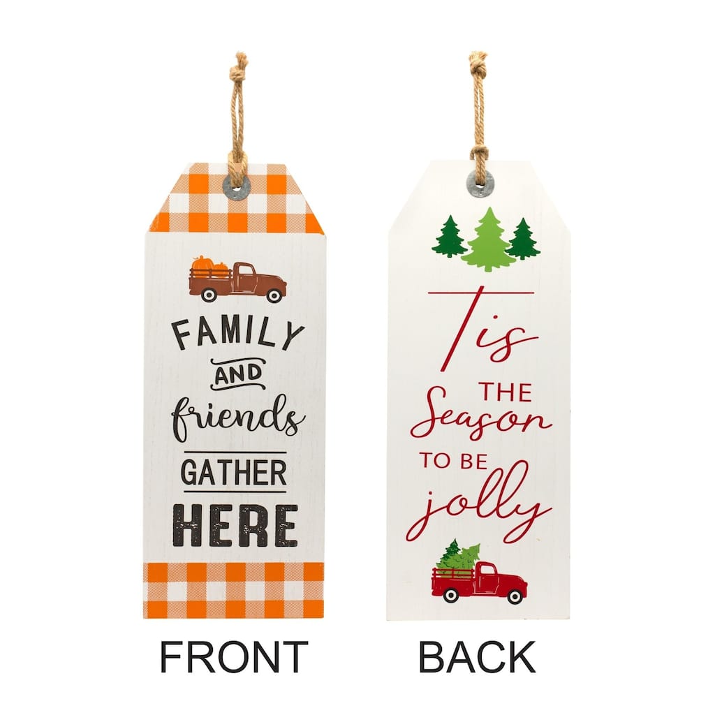 23.5" Reversible Friends and Jolly Christmas Tag Sign