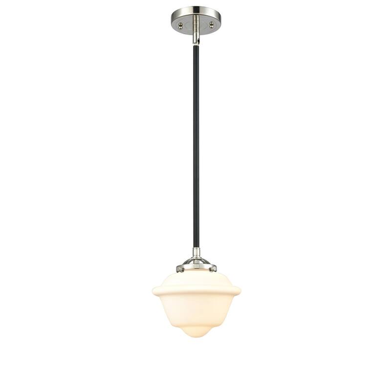 Innovations Lighting Small Oxford 8" Wide Mini Pendant - Black Polished Nickel / Matte White