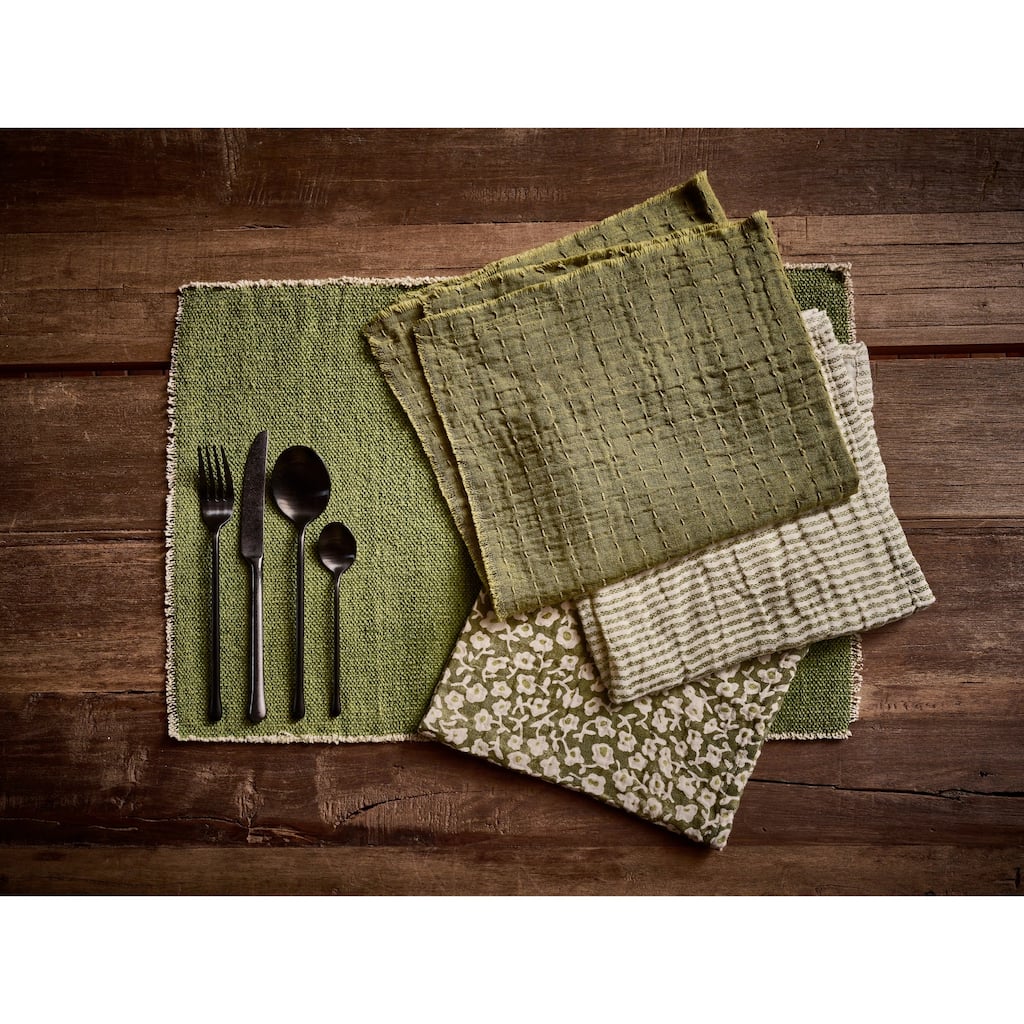 Rectangular Handwoven Placemat - 19.5" - Green
