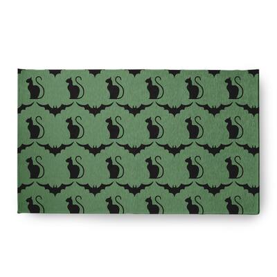 Cats and Bats Halloween Chenille Rug, 18" x 30"