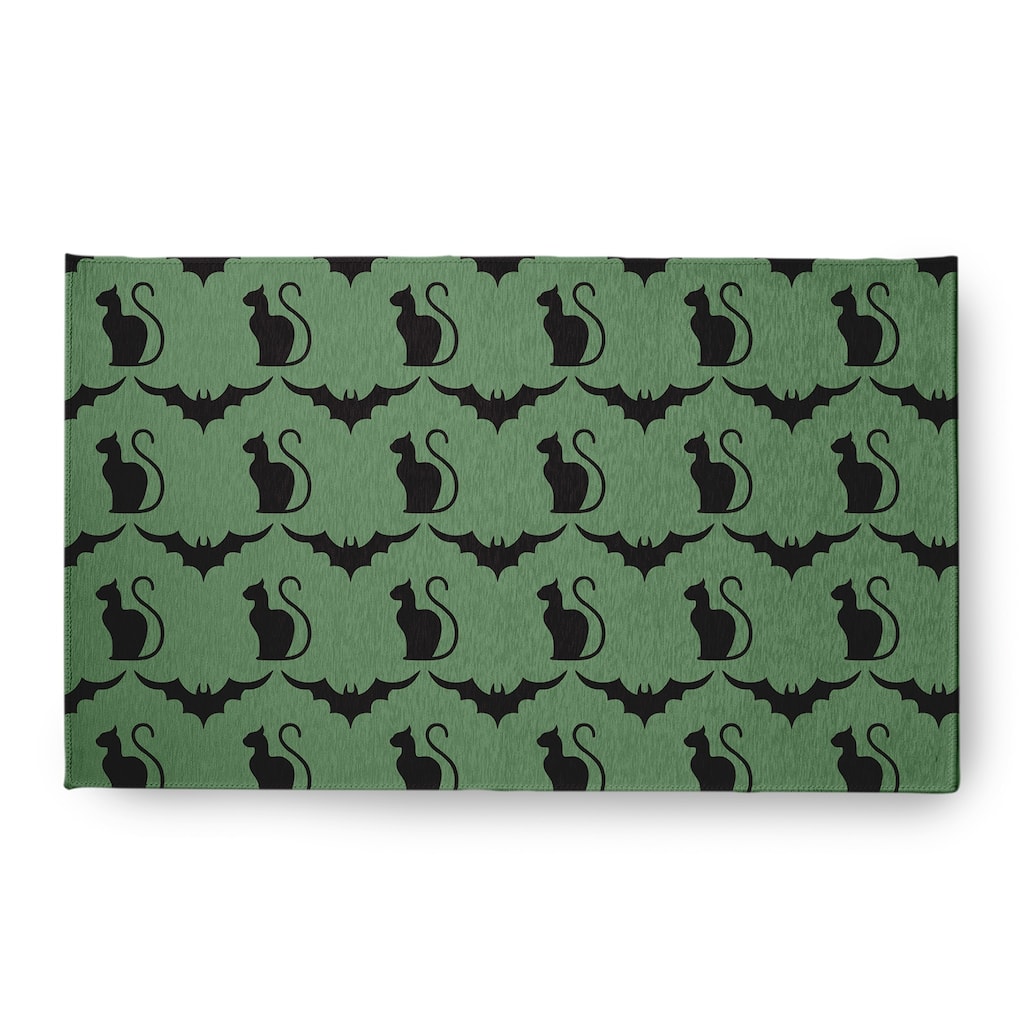 Cats and Bats Halloween Chenille Rug, 18" x 30"