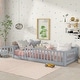 preview thumbnail 164 of 173, Toddler Floor Bed with Fence and Door, Montessori Platform Floorbed with Safety Guardrails for Children Boys Girls Kids Playroom Grey - Twin