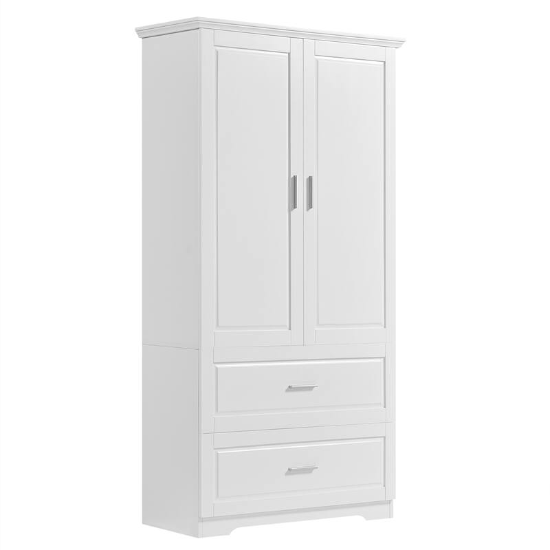 GDFStudio - Nolan Tall Bathroom Storage Cabinet with Drawers, Doors, and Adjustable Shelves