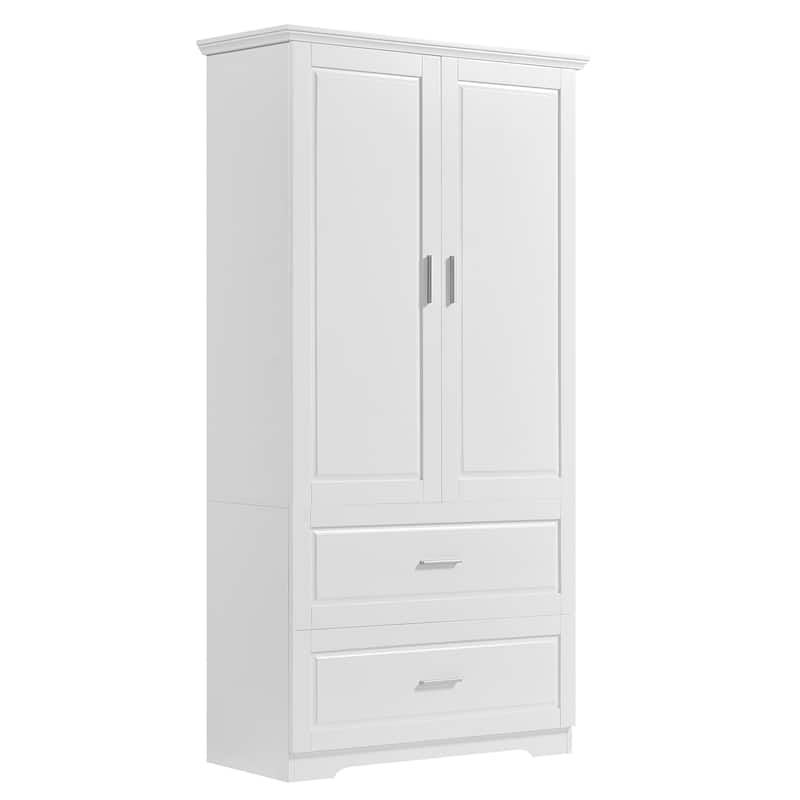 Rectangular Bathroom Cabinet with Doors and Drawers, Large Wooden Storage Cabinet 63-inch Tall Bathroom Towel Cabinet