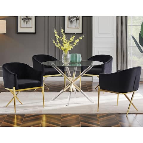 Best Master Furniture Sheryl 5-Piece Round Dining Set - Gold