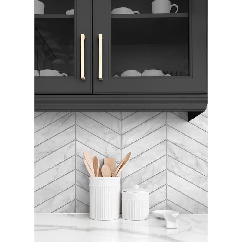 Luxe Haven Marbled Chevron Peel and Stick Wallpaper