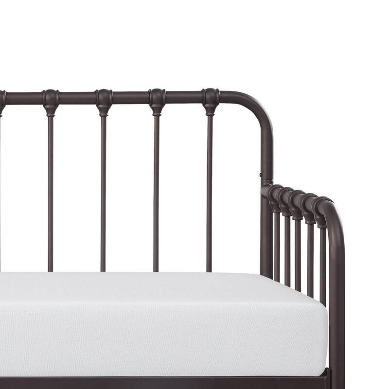 Ziva Daybed with Lift Up Trundle, Dark Bronze Metal Frame, Folding Legs