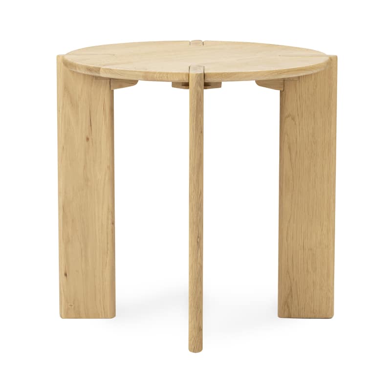 Kering Oak Wood Round End Table by Kosas Home