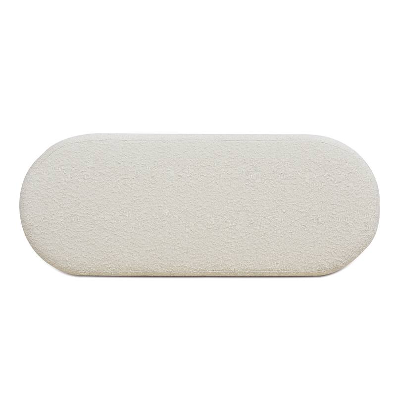 Mid-Century Modern Design 49" Upholstered Oval Storage Bench, Boucle, No assembly required