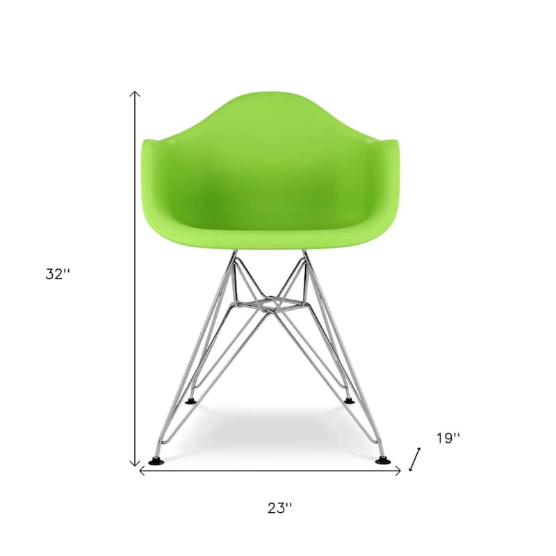 Green And Silver Heavy Duty Plastic Dining Arm Chair