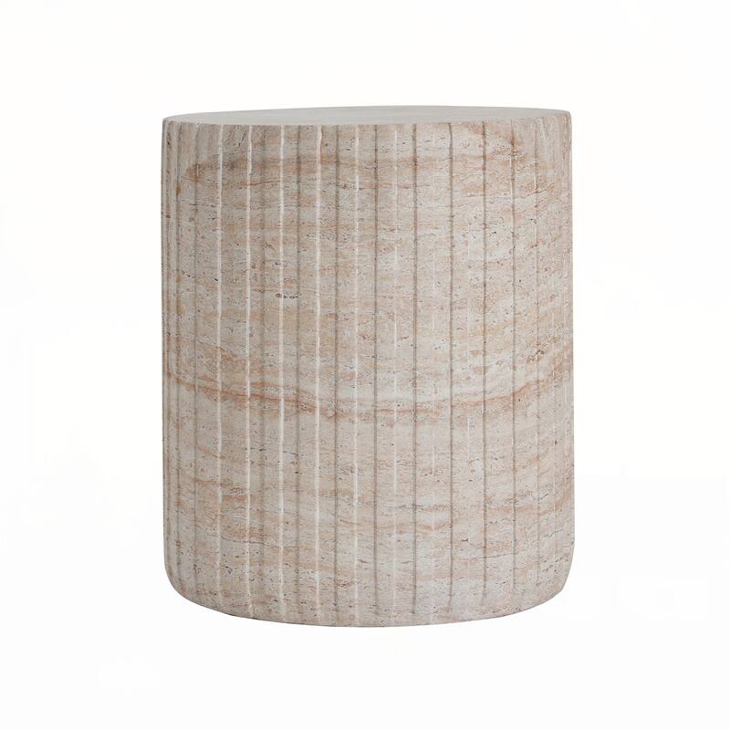 Outdoor/Indoor Lightweight Concrete Side Table,Travertine Finish