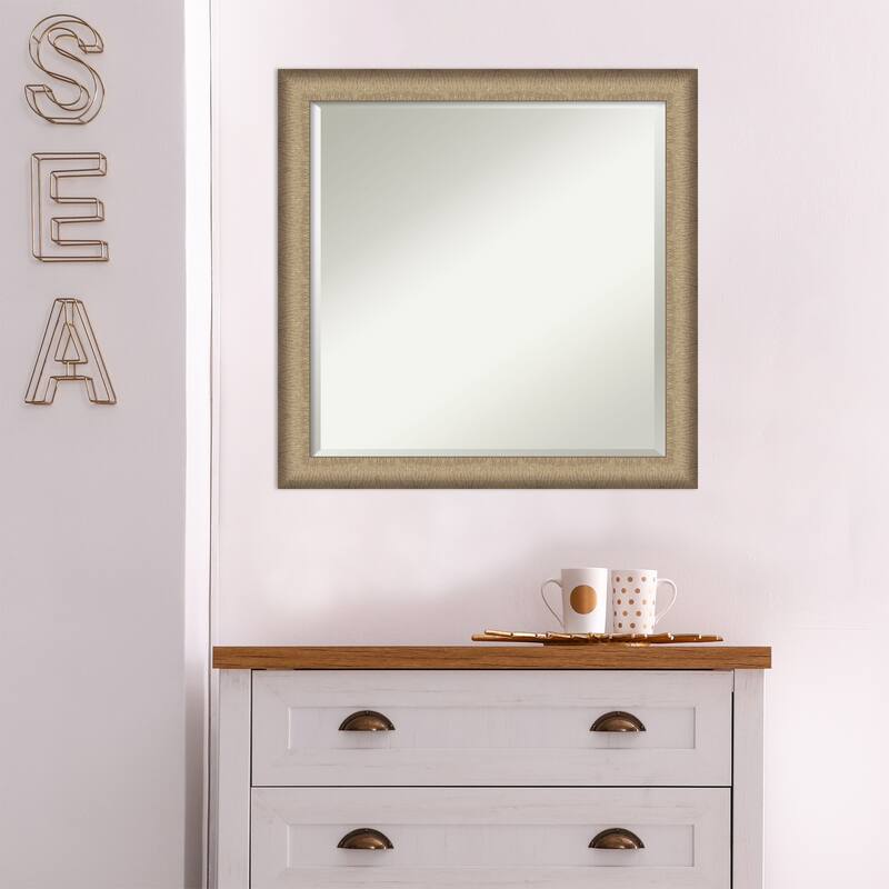 Beveled Wall Mirror - Elegant Brushed Bronze Narrow Frame