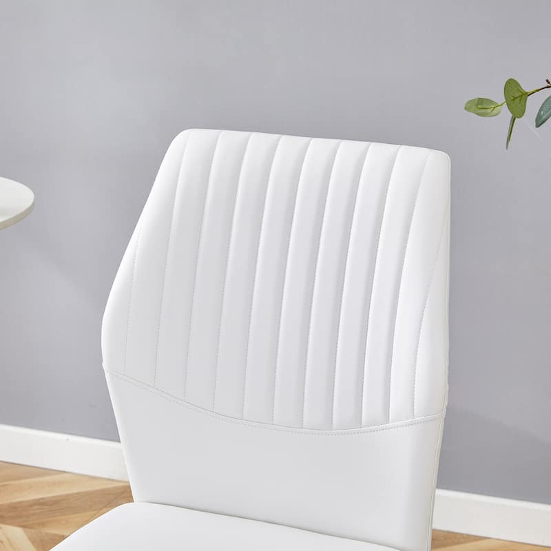 Roomfitters PU Dining Chairs with Gold Metal Legs, Vertical Stripe Back, High Resilience Upholstered Set of 4