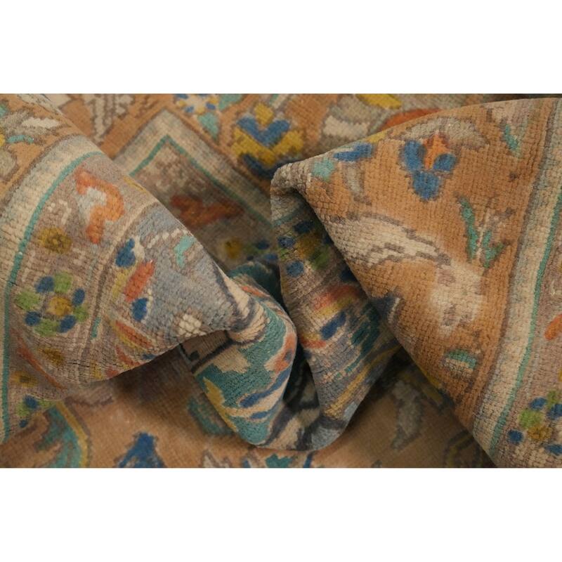 Hand Knotted Oriental 100% Wool Carpet Traditional Floral Oranges & Rust Tabriz Area Rug - 12' 9'' X 9' 9''