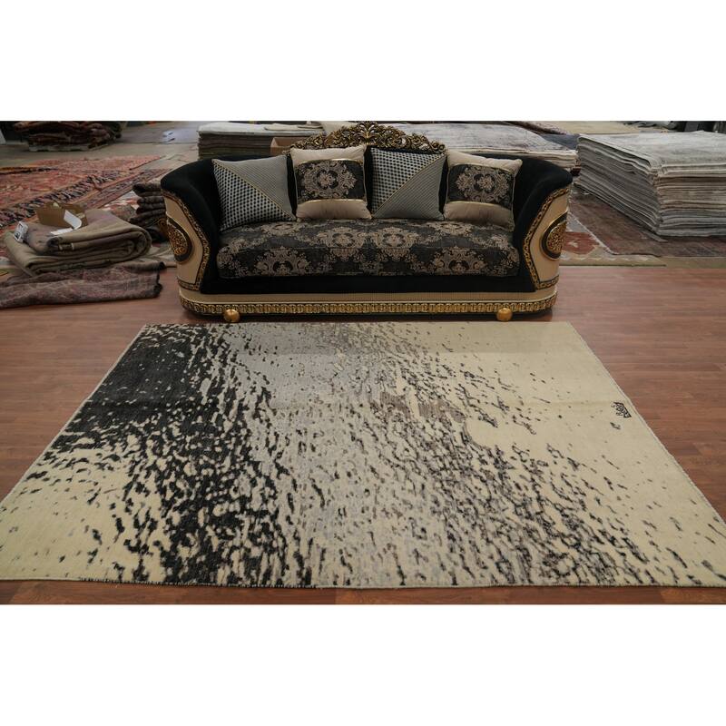 Hand Knotted Modern Wool Multi-Colored Abstract Area Rug - 8' 6'' X 6' 1''